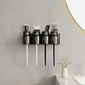 Wall Mounted Black Cosmetic Storage Shelf with Organized Makeup Products and Brushes