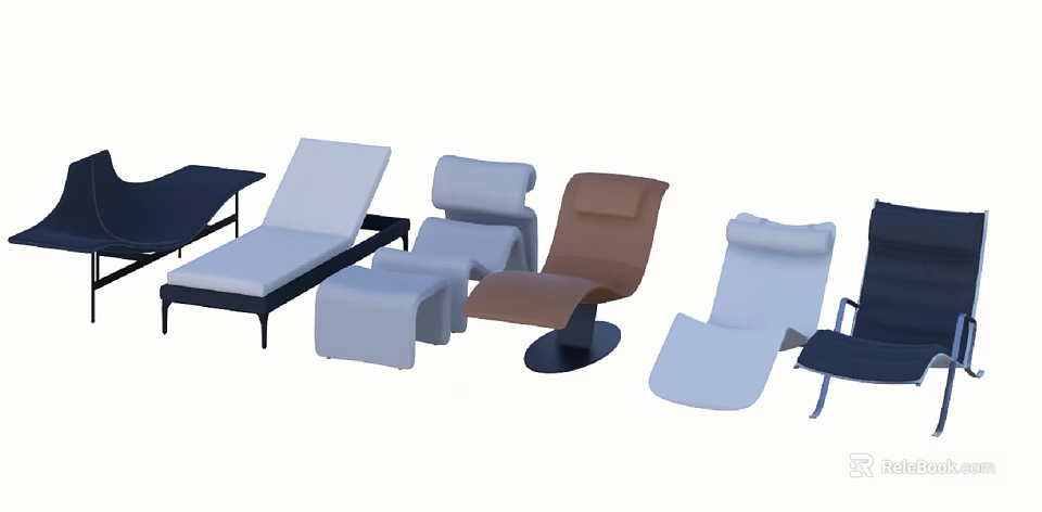 Modern Lounge Chairs in Various Styles and Color Options for Living Spaces 3d model 