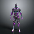 3D Rendered Human Figure With Purple Blue Neon Glowing Lines And Futuristic Design
