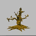 Artistic Yellow Tree Sculpture Featuring Intricate Branches And Roots Design