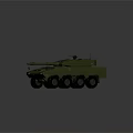 Military Green Wheeled Tank With Modern Turret Cannon Antenna And Six Wheels