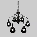 Wrought Iron Chandelier with Multiple Black Lamp Holders and Vintage Design