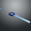 Hardware Tool Key with Chain and Blue Component Metal Construction Design 3d model