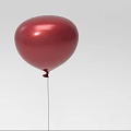 Shiny Red Balloon With Glossy Surface And Attached String For Party Decoration 3d model
