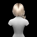 Game Film Character With Blonde Long Curly Hair Side Ponytail And Upper Body Black Background