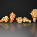 Five Golden Crispy Fried Chicken Drumsticks Arranged On Gray Background