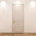 Light Colored Hinged Door with Golden Handle in Modern Minimalist Design