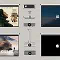 Projection Monitoring Setup with Projectors and Screens Showing Movie Posters Landscape and Logos