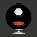 Black Spherical Computer Speaker with White Hexagon Red Accent and Silver Base 3d model