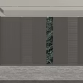 Modern Living Room With Green Marble Accent Wall Vertical Slat Panels And Recessed Lighting