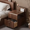 Double Bed with Wooden Nightstand Open Drawer Vase Rose and Good Night Card Warm Bedroom