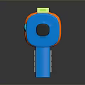 Colorful Sci Fi Toy Weapon Gun With Blue Body Orange Muzzle Pink Button Green Block Design