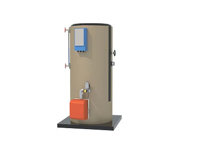 Vertical Industrial Equipment With Blue Control Panel Orange Component And Pipes 3d model