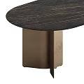 Elegant Modern Dining Table With Dark Marble Top And Brass Curved Metal Legs