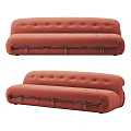 Red Modern Sofa Set With Button Tufted Design And Metal Frame Details 3d model