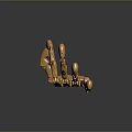 Golden Metal Skeleton Hand Decorative Home Living Accessory With Dark Reflective Background