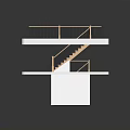 Modern Staircase Structure With Multi Level Platforms Wooden Steps Railing And White Frame