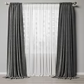 Gray Velvet Curtains With White Sheer Panels For Modern Home Window Decor