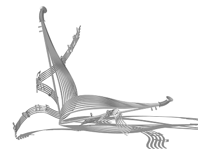 Modern Abstract Metallic Sculpture Featuring Dynamic Lines and Artistic Structural Design 3d model