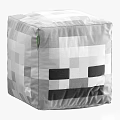 Pixel Art Style Ottoman Poufs With Character Faces And Orange Gray Patterns For Living Room