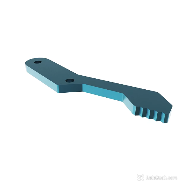 Industrial Blue Mechanical Part With Two Holes And Toothed End Design 3d model 