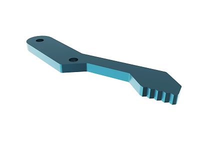 Industrial Blue Mechanical Part With Two Holes And Toothed End Design 3d model