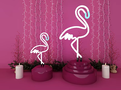 Modern Table Lamp Internet Celebrity Flamingo Table Lamp Ornaments 3d model