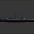 Detailed 3D Battleship Model With Gray Hull Red Bottom And Turrets