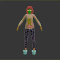 3D Character Wearing Pink Sweatshirt With Gingerbread Man Graphic And Floral Pants White Shoes