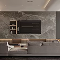 Modern Living and Dining Room Interior With Sofa Coffee Table Dining Chairs and Pendant Lights