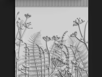 Decorative Component Featuring Intricate Plant Carving Fern And Leaf Patterns 3d model