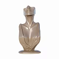 Artistic Human Bust Sculpture With Detailed Neck Chest And Metallic Finish