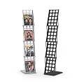 Modern Polka Dot Bookcase With Multiple Shelves Holding Magazines Featuring People On Covers 3d model