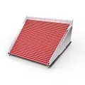 Stadium Grandstand With Red Stepped Seats And White Frame Structure