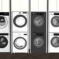 Modern Stackable Front Load Washing Machines In White And Black Designs 3d model