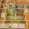 Indoor Playground Equipment With Colorful Balls Yellow Frames And Safety Nets