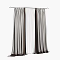 Gray Fabric Curtains with Sheer Layer Modern Design Light Filtering for Home Windows 3d model