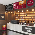 Cozy Costa Coffee Café Interior with Bokatu Club Menu Board Counter Shelves and Warm Lighting