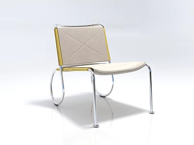 Modern Accent Chair with Fabric Seat Stitched Backrest and Metal Frame 3d model