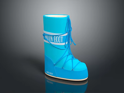 Stylish Blue Snow Boot With White Sole And Decorative Laces Modern Design 3d model