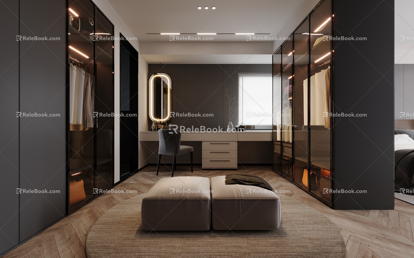 Modern Cloakroom Dark Home Decoration Bedroom Cloakroom 3d model