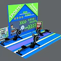 Interactive Experience Zone For Sports Challenge With Rowing Machine And Public Engagement 3d model