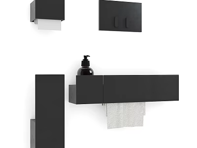 Modern Black Wall Mounted Bathroom Accessories With Soap Dispenser Towel Rack And Tissue Holder 3d model