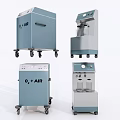 Portable Medical Devices with Wheels Control Panels and O2+AIR Labels