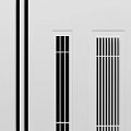 Two Modern Air Conditioner Vents With Vertical Grille Designs On White Interior Wall