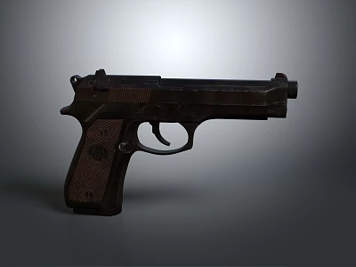 Classic Semi Automatic Pistol With Wooden Grip And Metal Frame Design 3d model