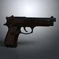 Classic Semi Automatic Pistol With Wooden Grip And Metal Frame Design