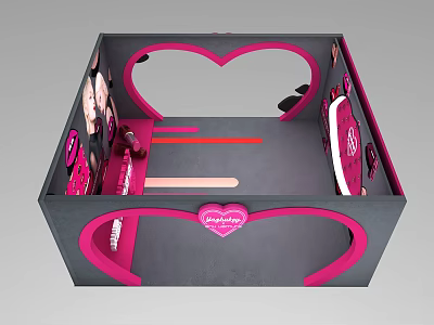 Barbie Themed Heart Shaped Photo Check In Spot With Pink And Gray Decor 3d model