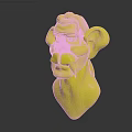 Stylized 3D Mythical Creature Character Head With Red Skin Large Ears And Fangs