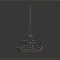 Multi Tier Metal Chandelier With Candle Shaped Lights And Hanging Chain